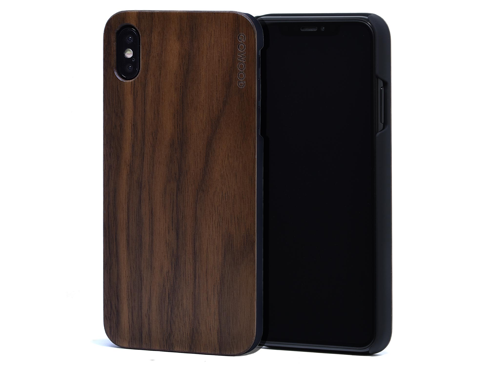 iPhone XS Max wood case walnut backside with polycarbonate sides