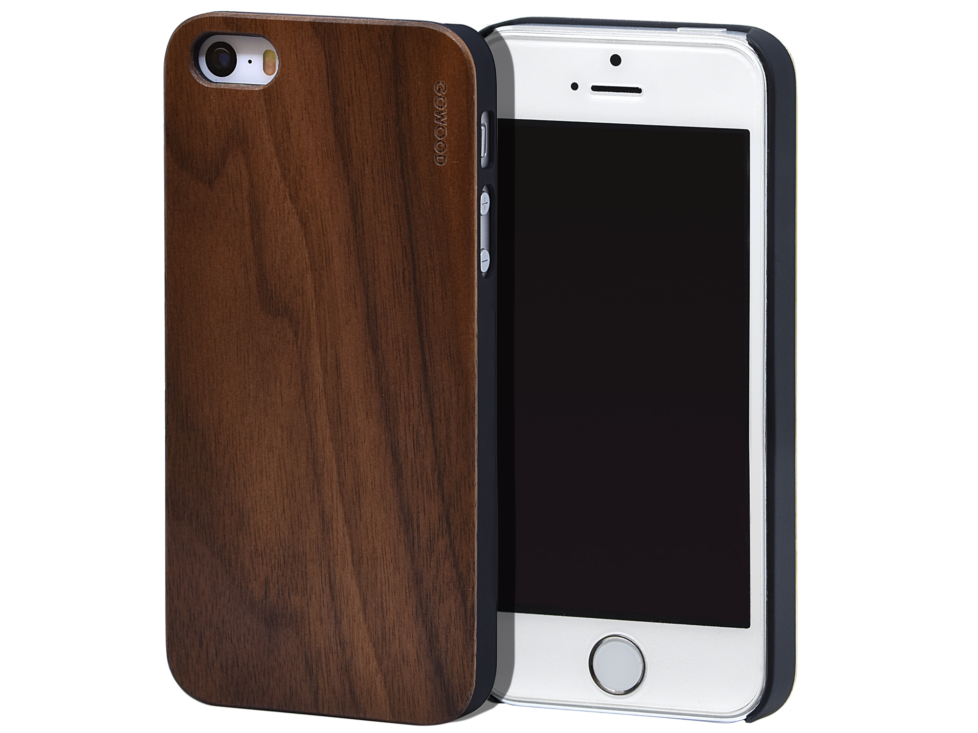 iPhone 5 wood case walnut backside with polycarbonate sides