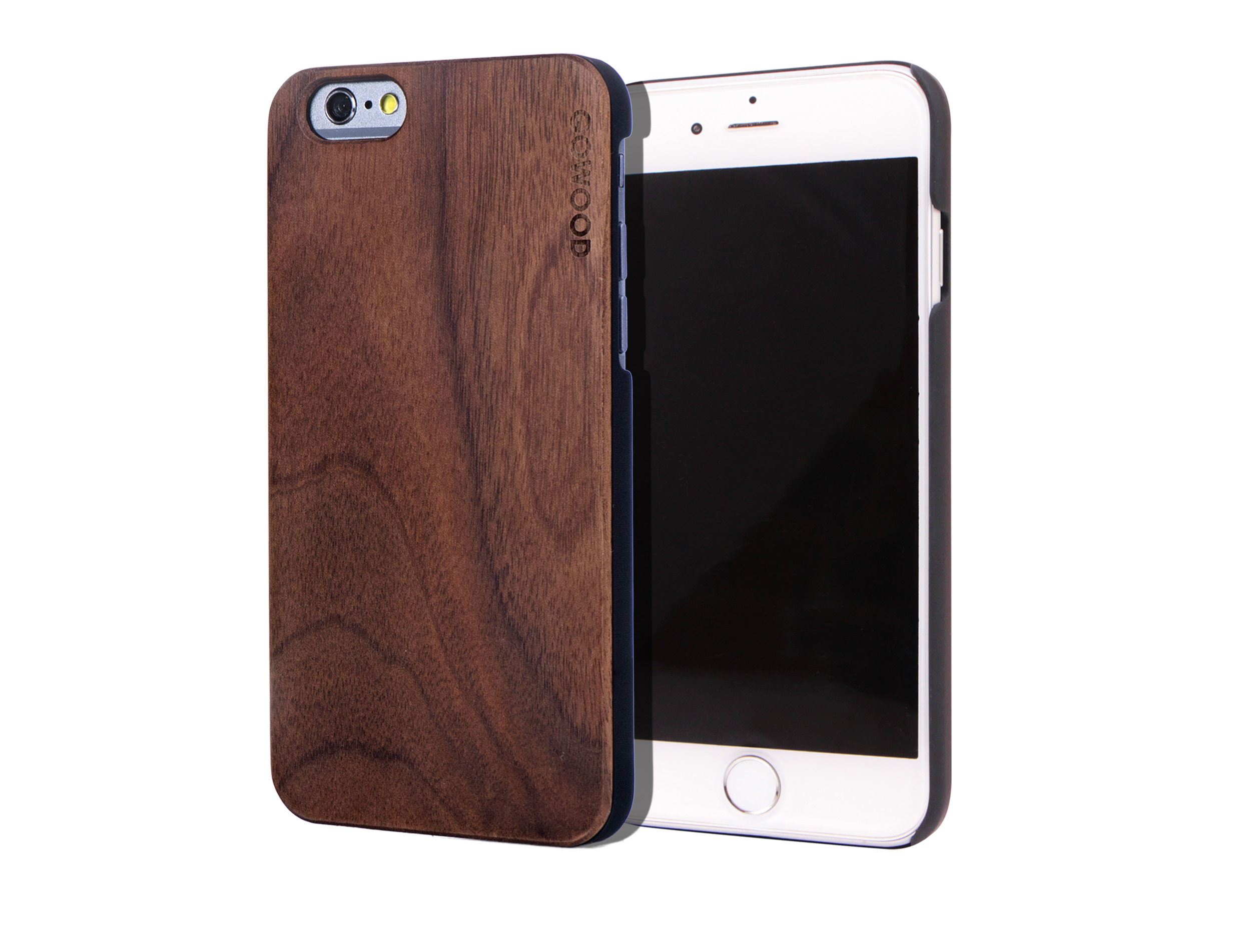 iPhone 6 case walnut wood backside with polycarbonate sides